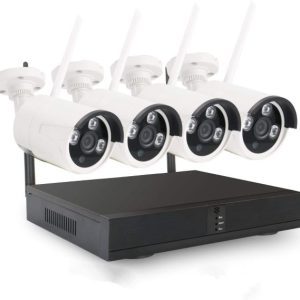 Wireless Cctv Camera+Nvr Kit, Includes, Hd-Ip Camera X4 With Power Supply, 1Pc Mouse, 1080P 4Ch Wifi Nvr