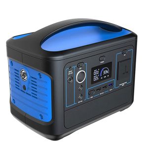 Portable Power Station 600W — 153,600mAh Lithium Battery | Solar Input | AC, DC & USB Outputs | Digital Display | Blue