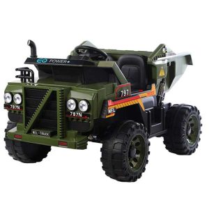 Children Ride On Toy Electric Engineering Dump Truck, Green