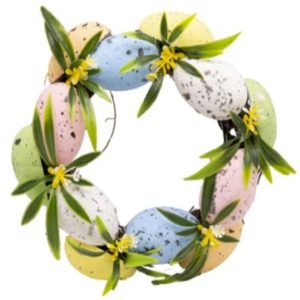 20X5Cm Easter Wreath With Eggs & Flowers Sticked On It