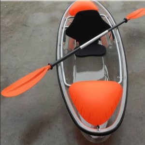 Single Person Clear Kayak With 1 Back Seat, 1 Orange Paddle,2 Orange Air Floaters And 1 Rudder, Size 240*74*30Cm