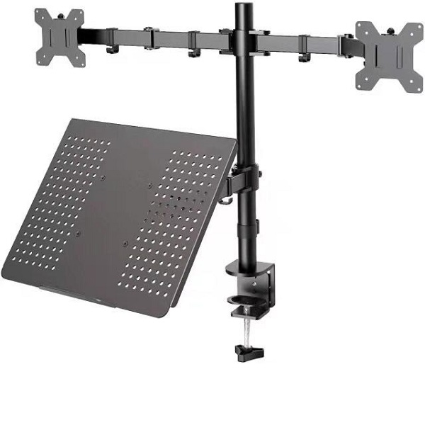 Dual Monitor Arm With Laptop Holder