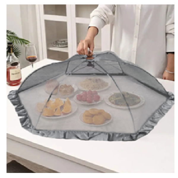 Foldable Food Cover, Hexagonal, 28 Inch, Yellow/Gray