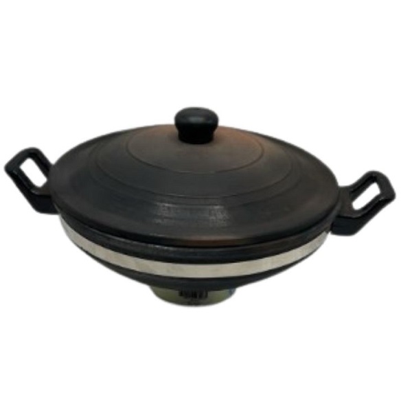 Clay Kadhai Black For Frying & Cooking 35X16cm (WXH)