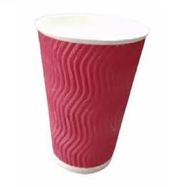 12oz Ripple Cup 250gsm, Maroon Color, 25Pcs/bag