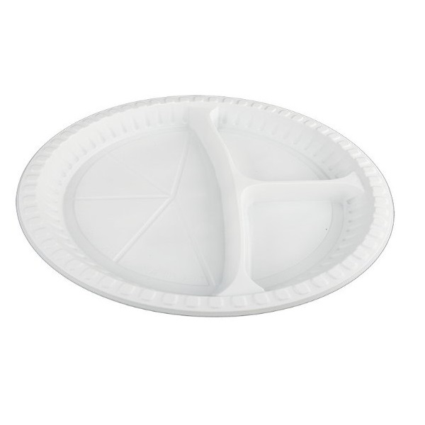 Disposable Plate 11 Inch 3 Partition White Sw Packing - Pack Of 25 Pcs