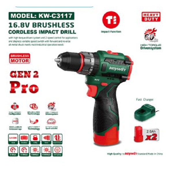 16.8V /2000Mah Cordless Brushless Impact Drill