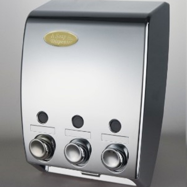 Wall Mounted Three-Compartment Soap Dispenser Chrome Plated, 400mlX3, Outlet-Gel Type