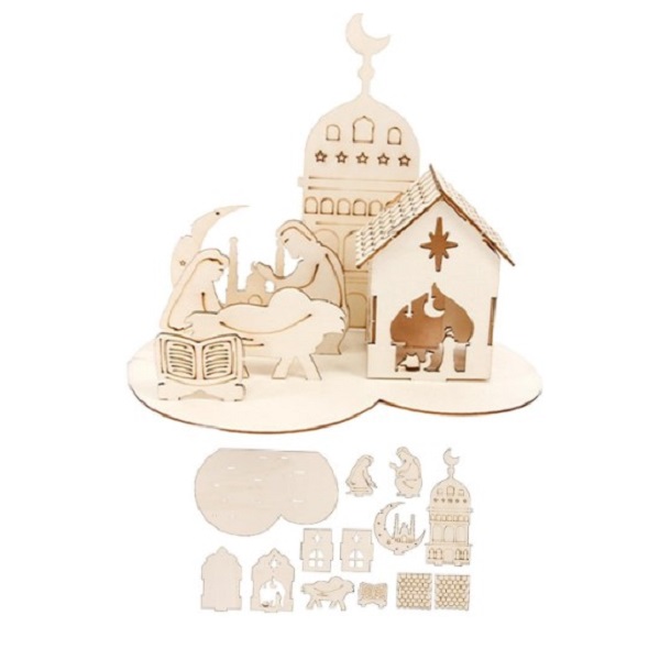 Eid Mubarak Wooden Ornament 3D Castle Puzzle