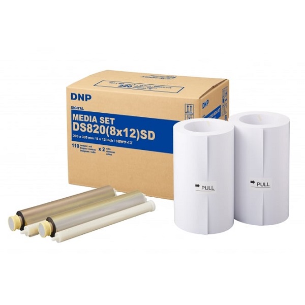 Media Paper Roll With Ribbon For DNP DS820 Printer Can Print 110 Prints Each 8X12 Inch
