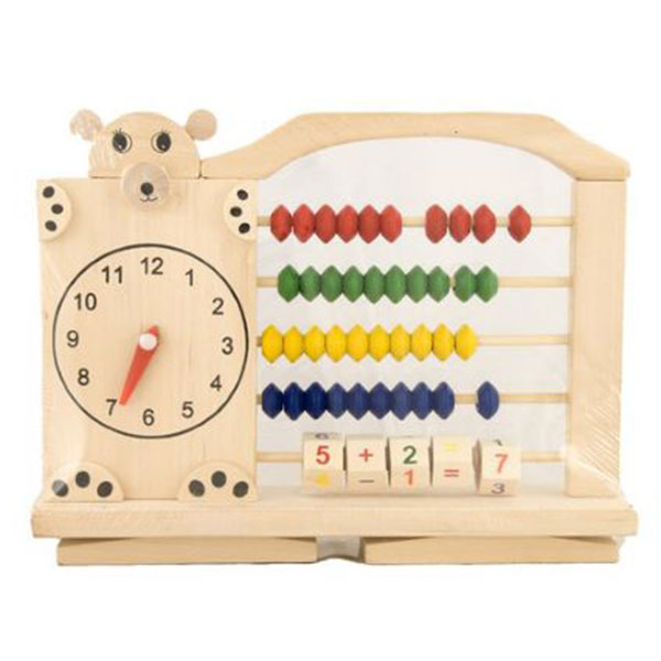 Fancy Wooden Toy Abacus With Clock Face And Bear Face