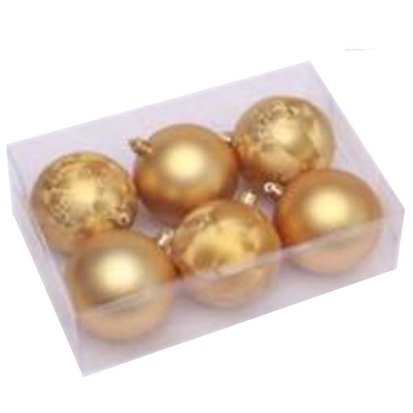 8Cm Gold Plastic Ball;Matte Ball 3Pcs;Special Ball 3Pcs; 6Pcs/Pkt, Gold