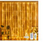 3m(w)*2.7m(h) 300L LED Copper Wire Indoor Curtain Light With 8 Modes Controller Warmwhite