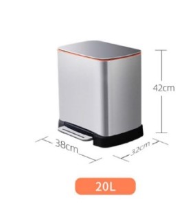 Stainless Steel & ABS Dustbin 20 Lit, 38X32X42cm