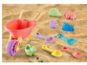 Beach Set, 9pcs Cool Color Beach Toys In Wheelbarrow