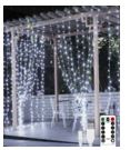 3m(w)*2.7m(h) 300L LED Copper Wire Indoor Curtain Light With 8 Modes Controller White