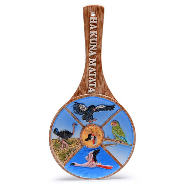 Souvenir Spoon Holder With Birds Print Written inchHakuna Matatainch 23X11.5Cm