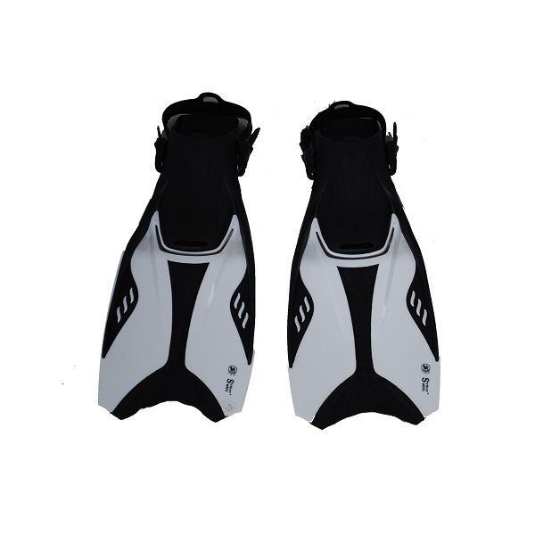 Swim Fins In Net Bag, Black & White, Size 7-9 (L), 9-11(XL), Striker Swim