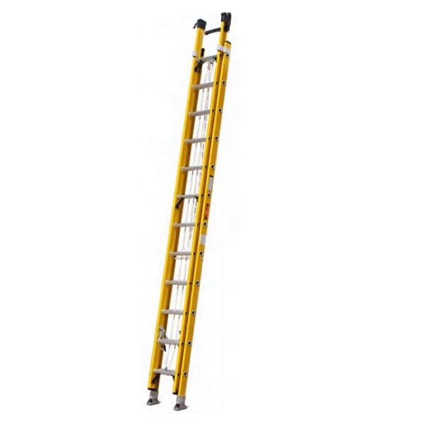 Fiberglass Extension Ladder With Aluminium Steps 2X12,3.5X2= 7.0M, Red, Yellow