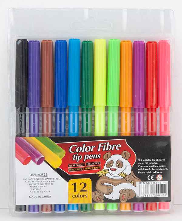 Color Fibre Tip Pens Water Base Pack Of 12