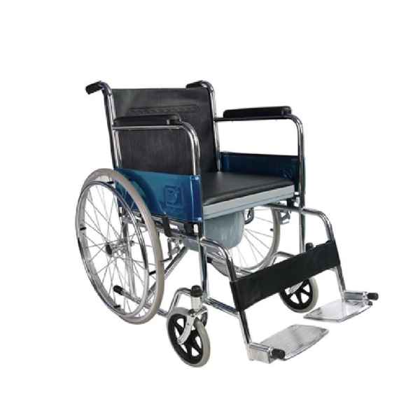 Reclining Steel Wheelchair, Detachable Armrest And Legrest, 8Inch Pvc Front Castor, 24Inch Solid Wheel