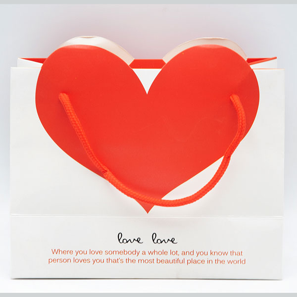 Gift Bag With Top Heart Shape Love 22x17x10cm