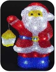 40cm Snowman Holding Gift In One Hand LED Acrylic, 60 Light, White