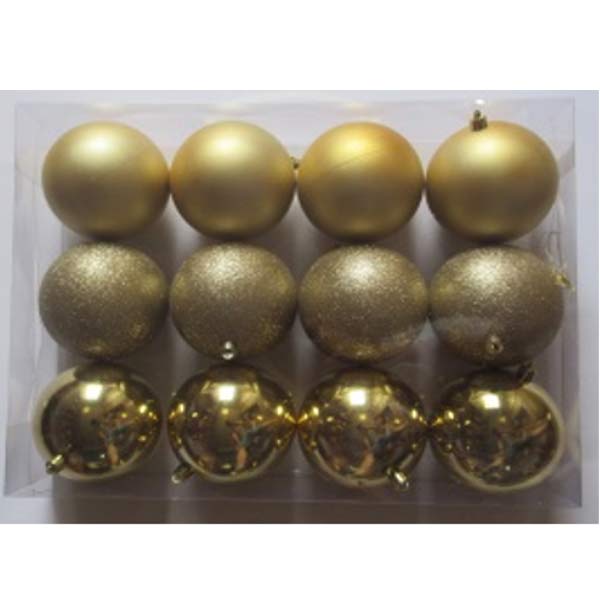 10Cm Plastic Ball ,4Shiny,4Matt,4Glitter, Gold