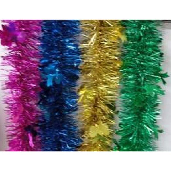 Tinsel Garland 9Cm With Flower Hanging Asstd 9Cmx200Cm
