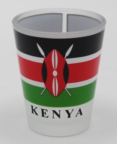 Frosted Shot Glass Printed Kenya Flag
