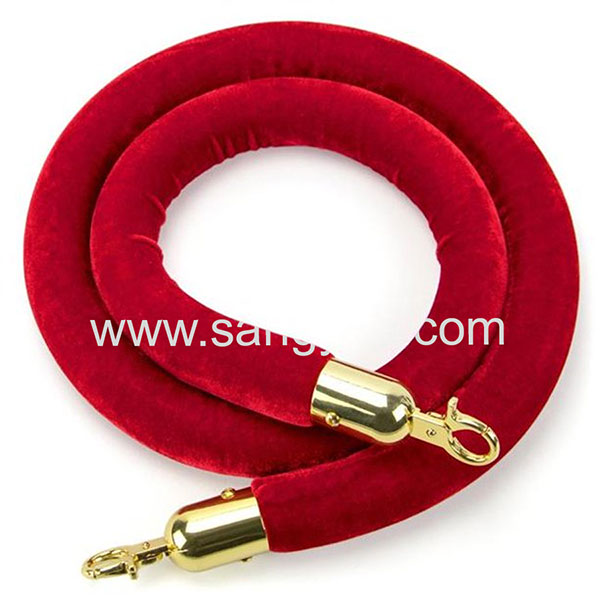Velvet Rope 28x1500mm With Hooks, Red