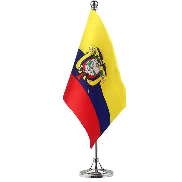 Flag With Stick And Base 6inchX9inch Ecuador
