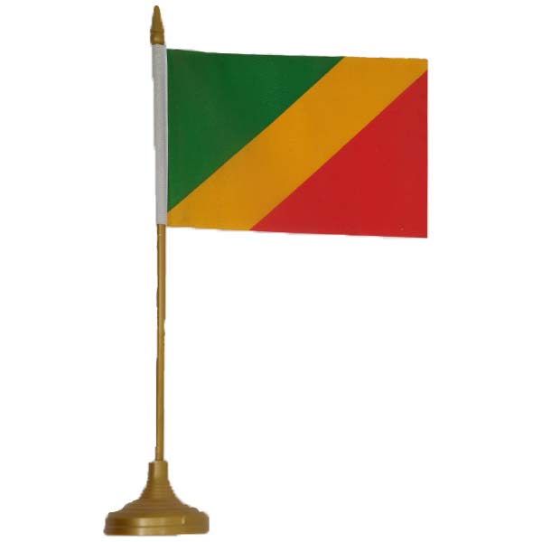 Flag With Stick And Base 6inchX9inch Congo Republic
