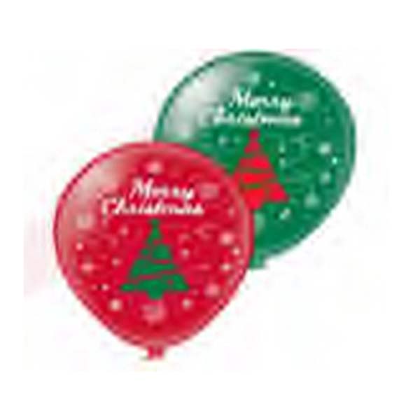 12inch Round Balloon Standard Green & Red Colours With Silkscreen Printing inch Merry Christmasinch 50Pcs/Pkt