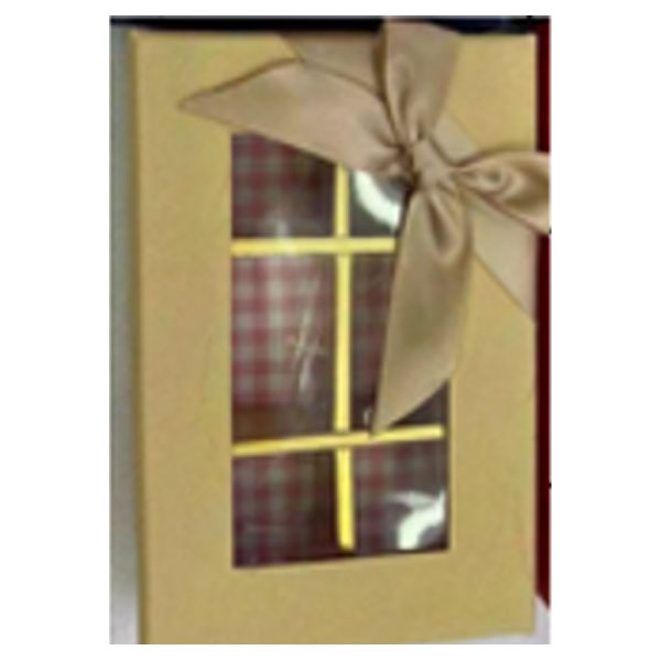 Golden Chocolate Box With Window And Ribbon Bow, 6 Sections, 10Pcs/Pack