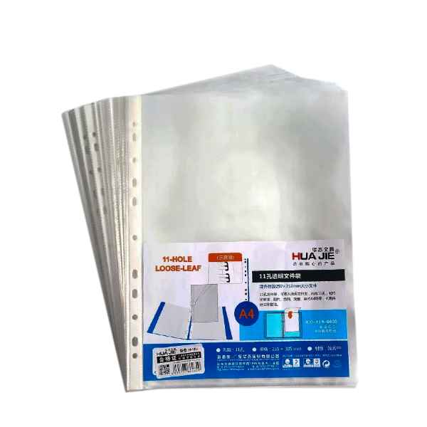 Hole Loose Leaf Filing Pocket, Packet Of 100 Pcs, A4 Size HUAJIE