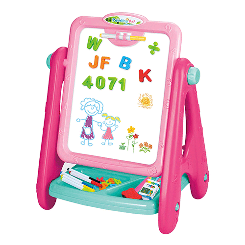 Painting Art Desk Whiteboard & Magnetic Black Board With Accessories