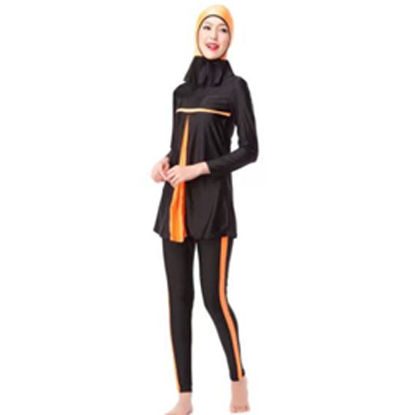 Girls Swim Costume Full Body (HW10C), 2XL, Black Orange