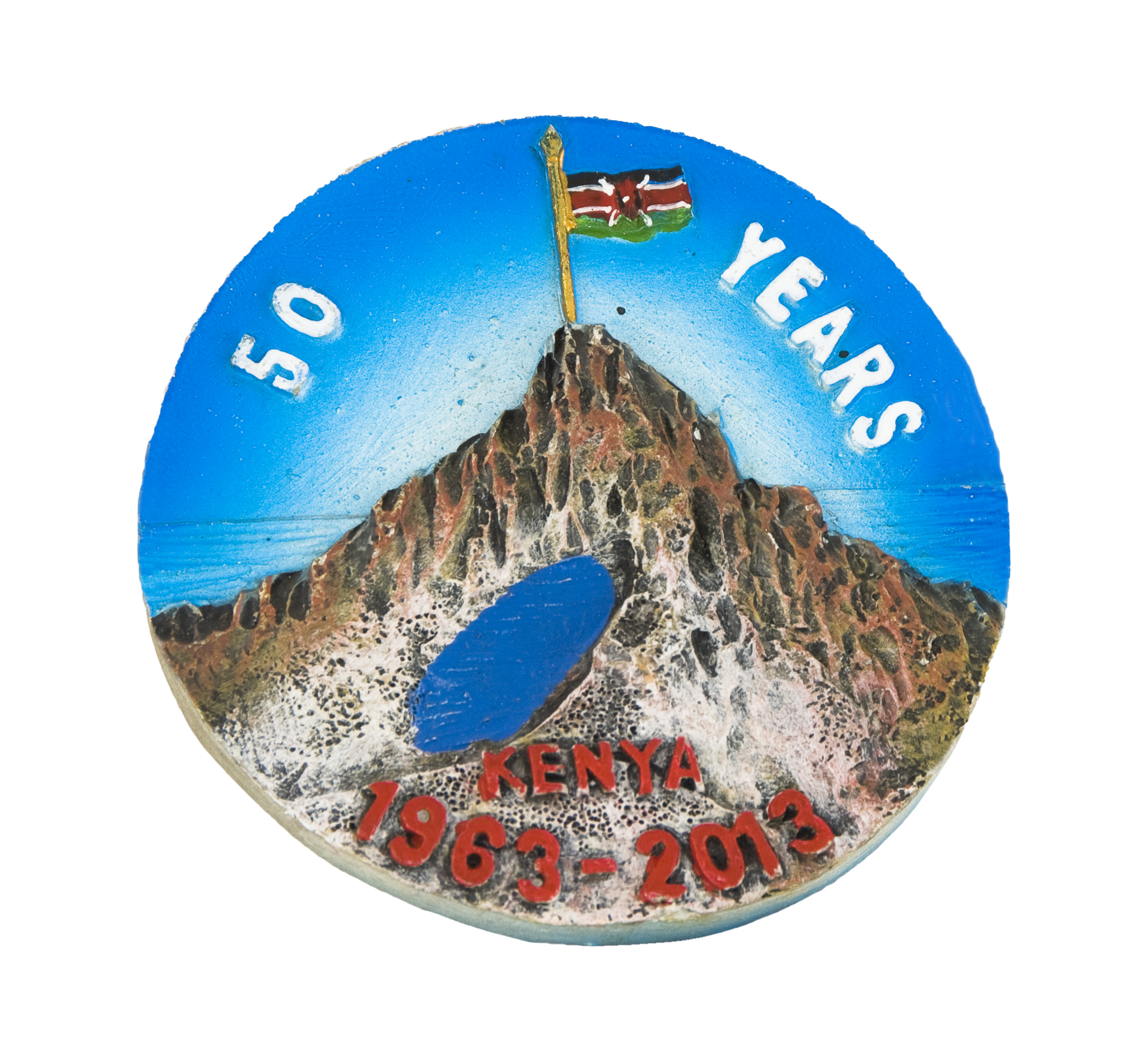 Mt Kenya With Kenya Flag 50 Years Kenya 1963-2013 Size:55*65Mm