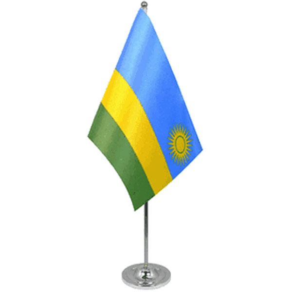 Flag With Stick And Base 6inchX9inch Rwanda