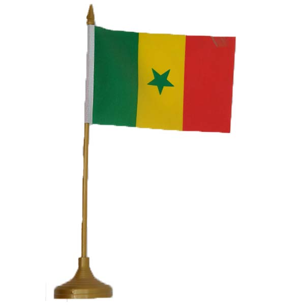 Flag With Stick And Base 6inchX9inch Senegal