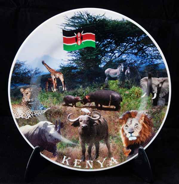 Ceramic Plate, Animal Print + Kenya Flag