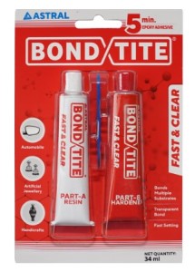 Bondtite Fast & Clear In Two Part A&B, 5 Min Epoxy Adhesive, 34ml Blister Pack