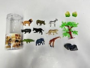 Hakuna Matata Toy African Wild Animal Set With Rock/Tree In Tube