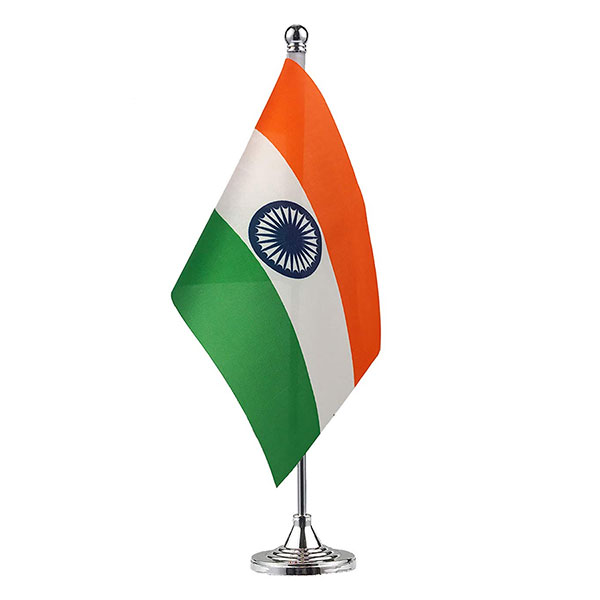 Flag With Stick And Base 6inchX9inch India
