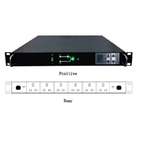 1.4Kw Single-Phase ATS Switch PDU, 2XBS-1363 Input, 6XEnglish Socket Output, 1U With SNMP
