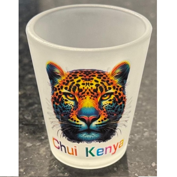 Frosted Shot Glass Chui Kenya, Leopard Printed