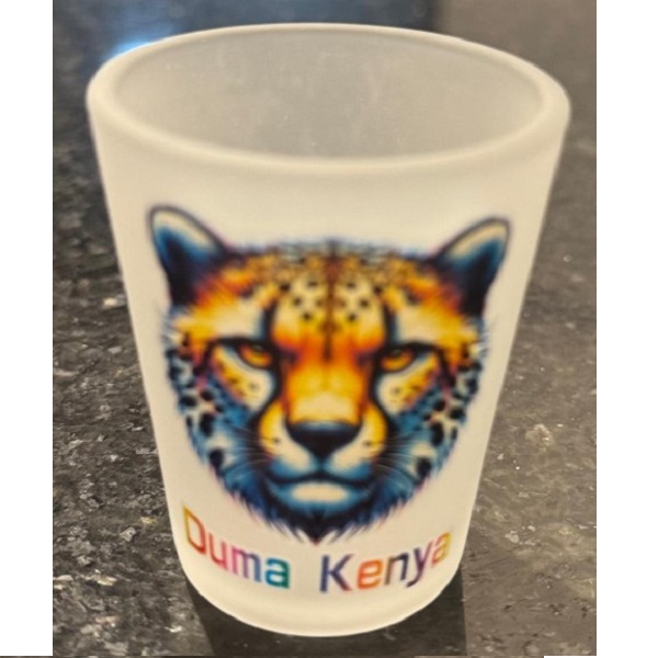 Frosted Shot Glass Duma Kenya, Cheetah Printed