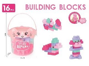16 Pcs Soft Glue Building Blocks In Printed Top Bucket