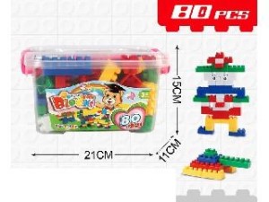 Assorted Block Set 80Pcs/Transparent Clip Lock Box With Handle 2841C6